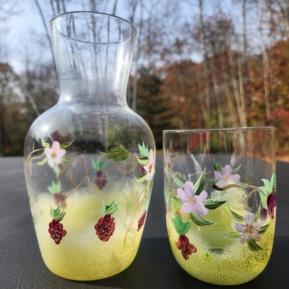 Vintage Hand-Painted Bedside Carafe Set - Picture 2 of 9